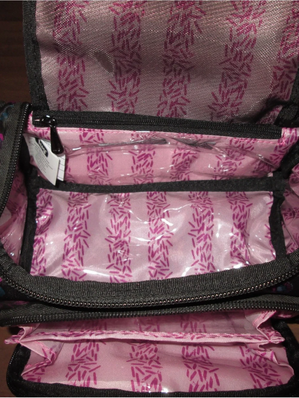 lug Floral Cosmetic Case in Gray with Pink & Teal Accents